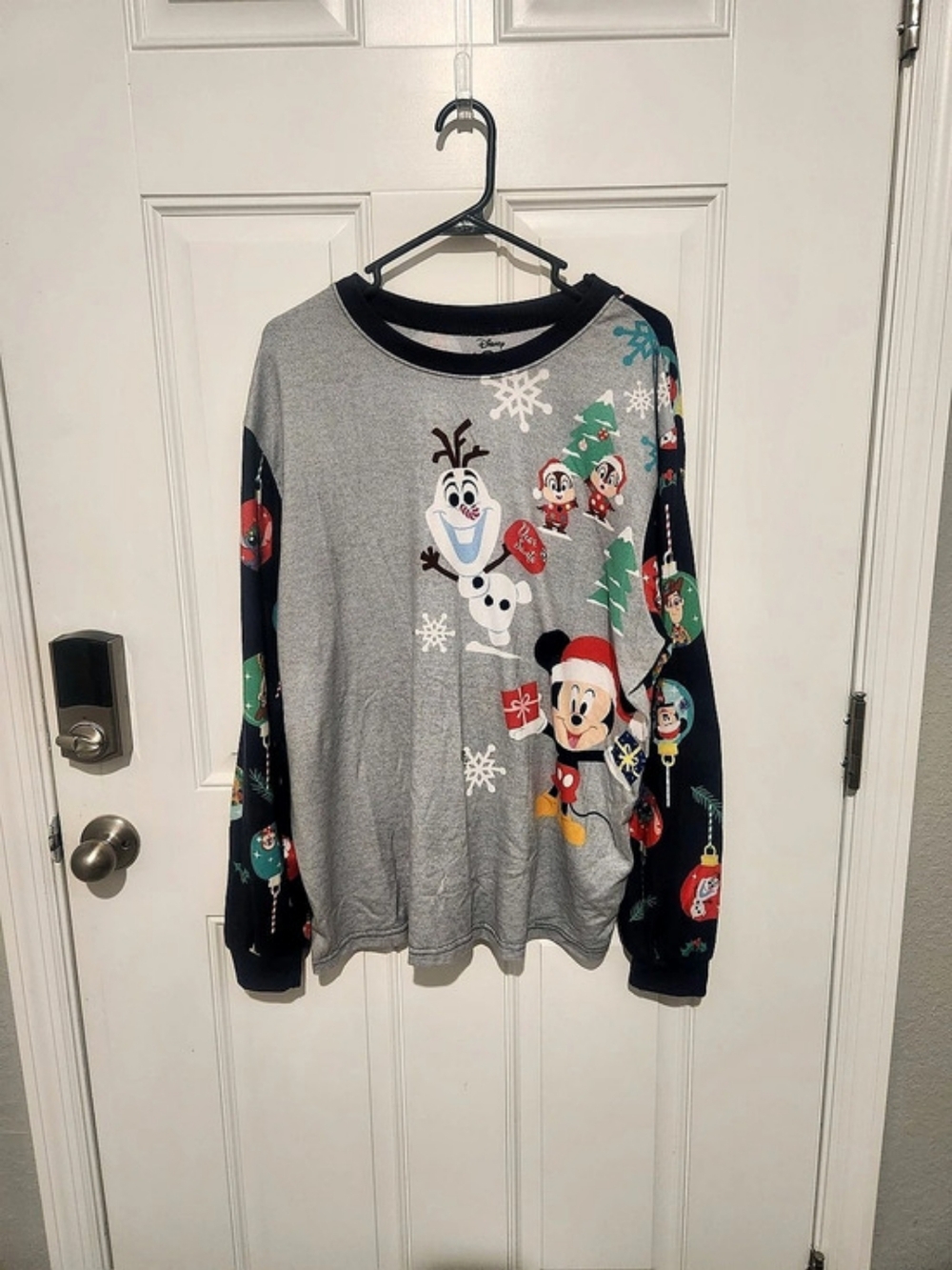 Disney Mickey Mouse Olaf Christmas Pajama Top Women Size XL 100 Years of Wonders